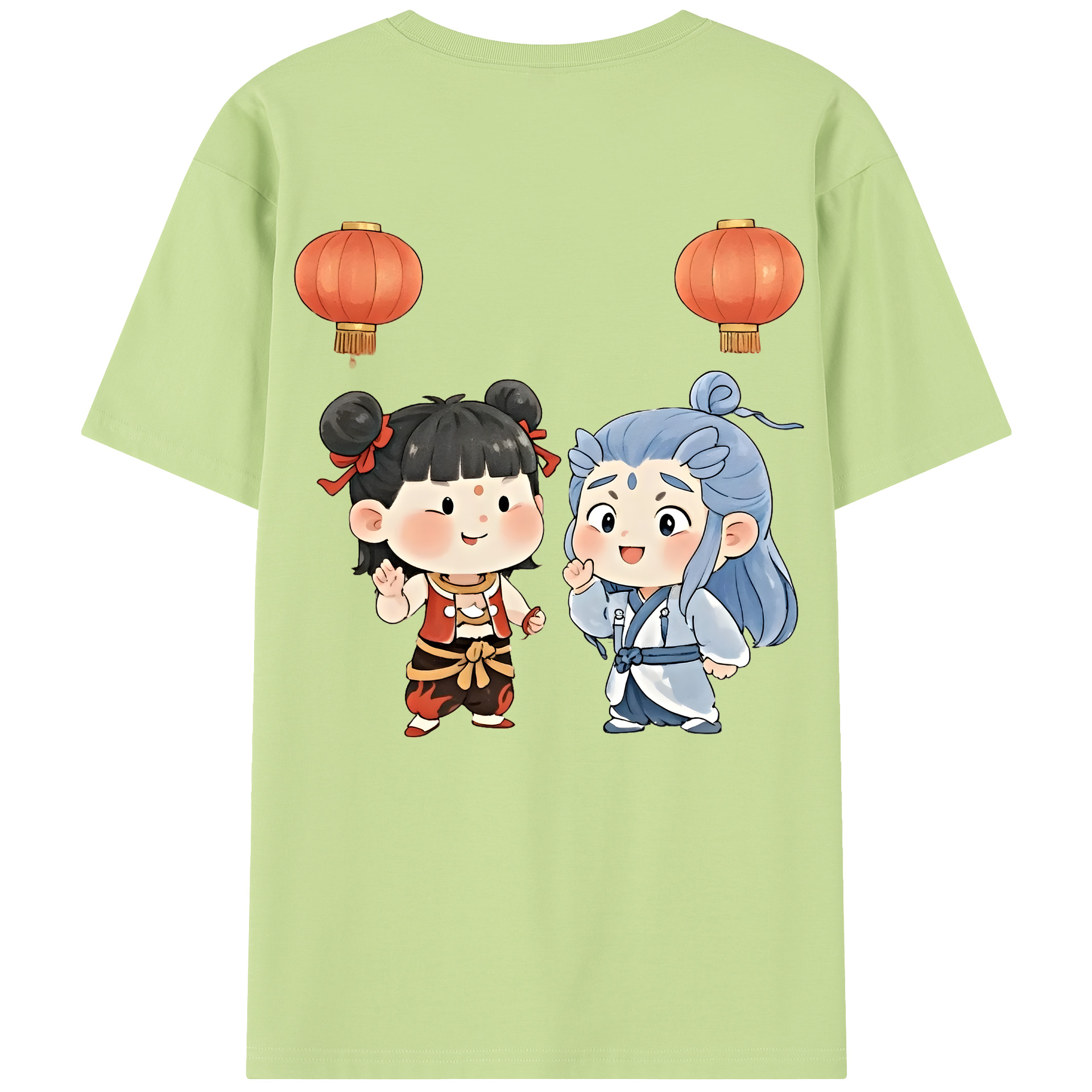 （画像用） Ne Zha 2 ナタ 魔童の大暴れ 綿100％半袖Tシャツ（背面プリント）